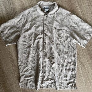 Columbia Y2K beige plaid button down shirt L